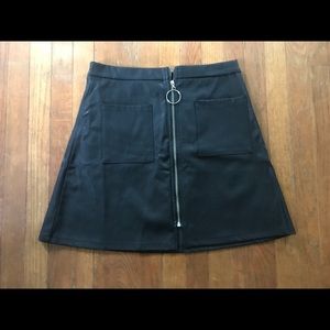 Faux Leather A Line Mini Skirt